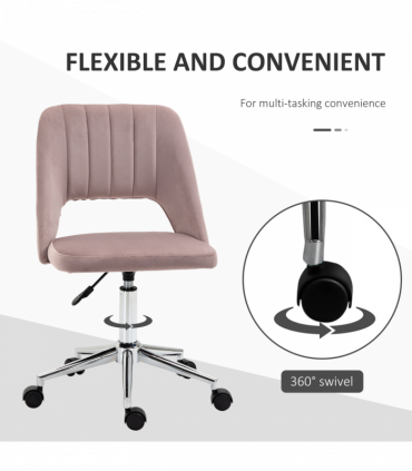 Vinsetto Mid-Back Swivel Home Office Chair Scallop Computer Chair Pink