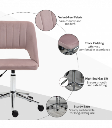 Vinsetto Mid-Back Swivel Home Office Chair Scallop Computer Chair Pink