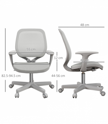 Vinsetto Office Chair, 360° Swivel Desk Chair with Security Wheels, Grey