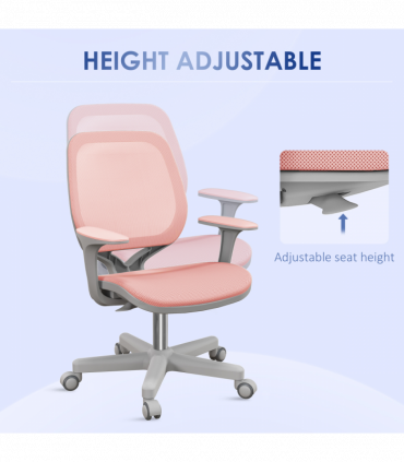Vinsetto Office Chair, 360° Swivel Desk Chair with Security Wheels, Pink