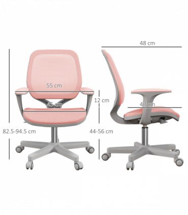 Vinsetto Office Chair, 360° Swivel Desk Chair with Security Wheels, Pink