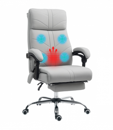 Vinsetto PU Vibration Massage Office Chair with Heat, Footrest, Light Grey