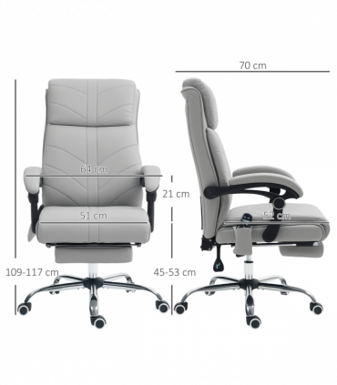 Vinsetto PU Vibration Massage Office Chair with Heat, Footrest, Light Grey