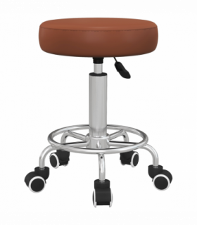 Vinsetto Round PU leather Salon Beautician Stool Adjustable Height, Brown