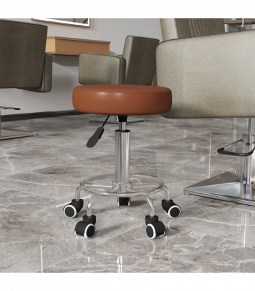 Vinsetto Round PU leather Salon Beautician Stool Adjustable Height, Brown