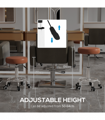 Vinsetto Round PU leather Salon Beautician Stool Adjustable Height, Brown