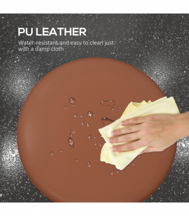 Vinsetto Round PU leather Salon Beautician Stool Adjustable Height, Brown