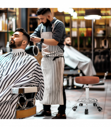 Vinsetto Round PU leather Salon Beautician Stool Adjustable Height, Brown