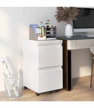 Vinsetto Steel File Cabinet with Lock Hanging Bar for Letter A4 Legal Size White