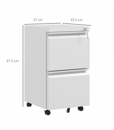 Vinsetto Steel File Cabinet with Lock Hanging Bar for Letter A4 Legal Size White