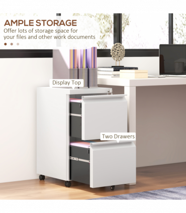 Vinsetto Steel File Cabinet with Lock Hanging Bar for Letter A4 Legal Size White