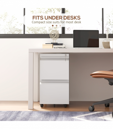 Vinsetto Steel File Cabinet with Lock Hanging Bar for Letter A4 Legal Size White