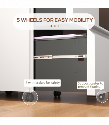 Vinsetto Steel File Cabinet with Lock Hanging Bar for Letter A4 Legal Size White