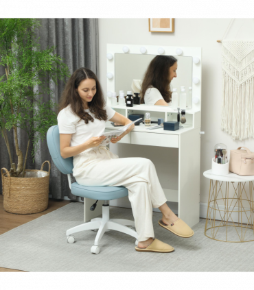 Vinsetto Vanity Task Chair with Adjustable Height, Armless, Blue
