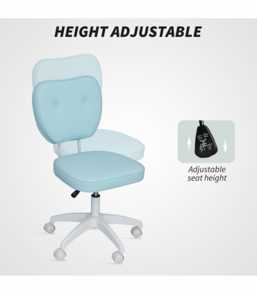 Vinsetto Vanity Task Chair with Adjustable Height, Armless, Blue