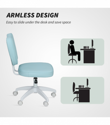 Vinsetto Vanity Task Chair with Adjustable Height, Armless, Blue