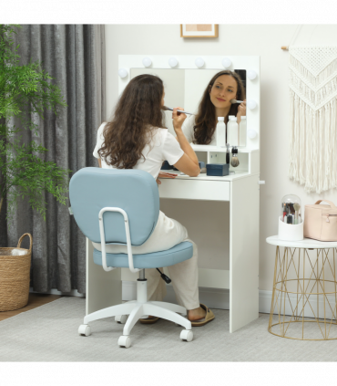 Vinsetto Vanity Task Chair with Adjustable Height, Armless, Blue