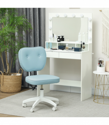 Vinsetto Vanity Task Chair with Adjustable Height, Armless, Blue