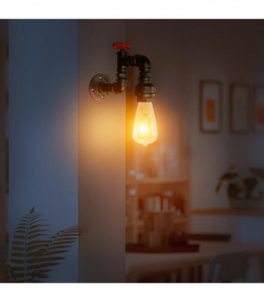Vintage Industrial Water Pipe Lamp Retro Light Steampunk Wall Sconce