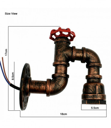 Vintage Industrial Water Pipe Lamp Retro Light Steampunk Wall Sconce