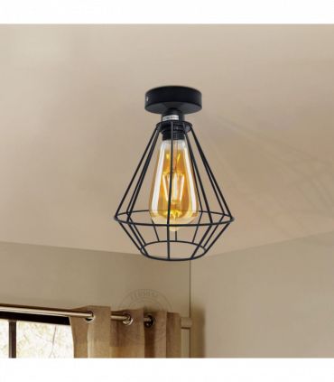 Vintage Wire Cage Ceiling Light Metal Round Ceiling Rose E27 Light Fitting 60W Lighting Bulb Holder