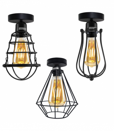 Vintage Wire Cage Ceiling Light Metal Round Ceiling Rose E27 Light Fitting 60W Lighting Bulb Holder