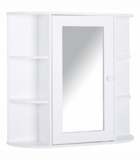 Wall Mounted Bathroom Cabinet w/ Mirror Single Door Storage Shelves HOMCOM