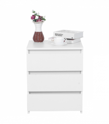 White Modern Bedside Table Cabinet Nightstand with 3 Storage Drawers Bedroom Furniture