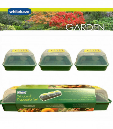 Whitefurze G2666 7 Piece Windowsill Propagator Set - Green