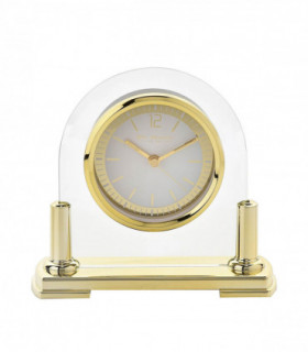 Wm.Widdop Glass Mantel Clock 2 Tone Dial Gold Stand