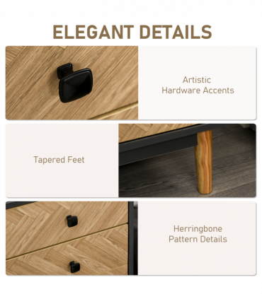 Wooden 5-Drawer Storage Cabinet Chest with Metal Handles Bedroom Living Room