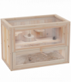 Wooden Hamster Cage Mice Rodents Hutch Small Animals 2 Levels 60x35x42cm