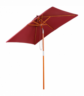 Wooden Patio Umbrella Market Parasol Outdoor Sunshade 6 Ribs Wine Red