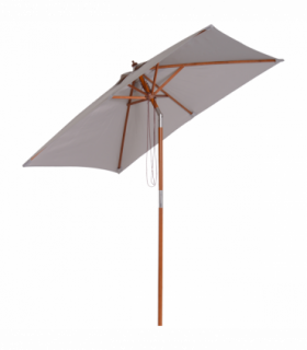 Wooden Patio Umbrella Market Parasol Outdoor Sunshade Grey Outsunny