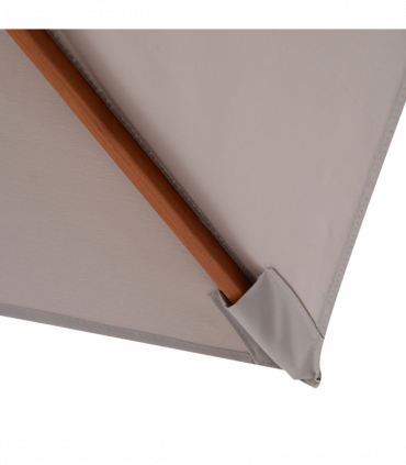 Wooden Patio Umbrella Market Parasol Outdoor Sunshade Grey Outsunny