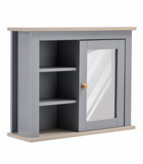 kleankin Bathroom Mirror Cabinet Storage Organizer with Open Inside Shelves