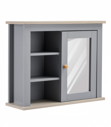 kleankin Bathroom Mirror Cabinet Storage Organizer with Open Inside Shelves