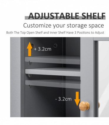 kleankin Bathroom Mirror Cabinet Storage Organizer with Open Inside Shelves