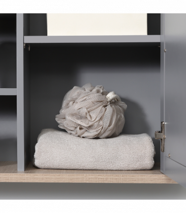 kleankin Bathroom Mirror Cabinet Storage Organizer with Open Inside Shelves
