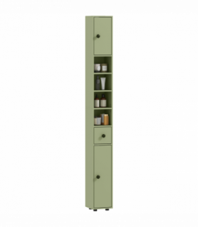 kleankin Slim Bathroom Cabinet, Toilet Roll Storage w/ Open Shelves, Green