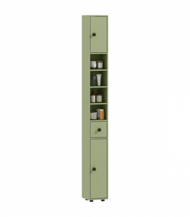 kleankin Slim Bathroom Cabinet, Toilet Roll Storage w/ Open Shelves, Green