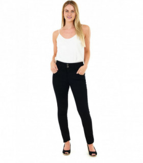 Ladies HW Double Button Jean BLACK 12