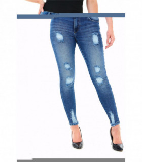 MULTI RIP SKINNY DARK BLUE WASH 27