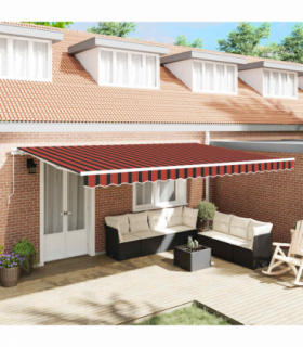 vidaXL Retractable Awning Manual Orange and Brown 500 x 350 cm