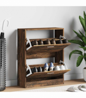 vidaXL Shoe Cabinet Smoked Oak 63x24x81 cm Engineered Wood