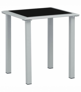 vidaXL Garden Table Black and Silver 41x41x45 cm Steel and Glass