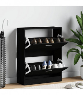 vidaXL Shoe Cabinet Black 63x24x81 cm Engineered Wood