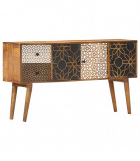 vidaXL Sideboard with Printed Pattern 130x30x70 cm Solid Mango Wood