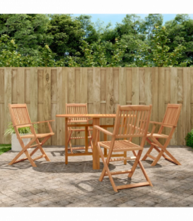 vidaXL 5 Piece Folding Outdoor Dining Set Solid Acacia Wood