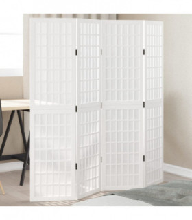 vidaXL Room Divider 4 Panels White Solid Wood Paulownia